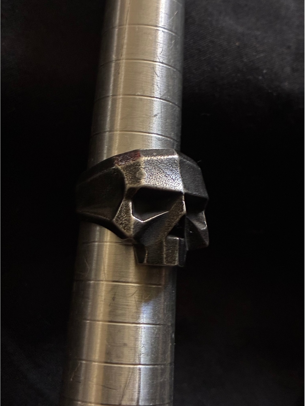 Geometric Low Poly Skull Statement Ring Antiqued-style Silver tone Finish Size 7